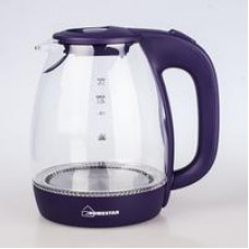 Чайник электрический HOMESTAR HS-1012 фиолетовый (003847), 2200Вт, 1.7л, диск, стекло