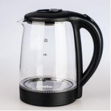 Чайник электрический, 2000Вт, 1.8л, диск, термостойкое стекло МАТРЕНА МА-009 черный (005418)
