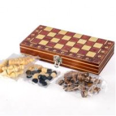 Шашки, шахматы, нарды магнит+дерево, 222-17-011