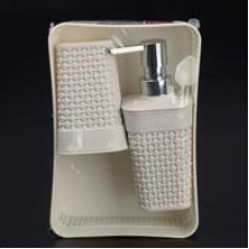 Набор для ванной комнаты OSLO Mini 3 предмета (орг. А5, дозатор д/мыла подст. д/зуб.щет) молочный