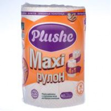 Полотенце Бумажное Plushe Maxi 40метров,1 рулон, 2 слоя, белый, цветное тиснение