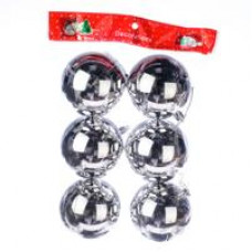 Новогоднее украшение, елочное шары 8см, серебро уп6шт, 3L8602-2, №19