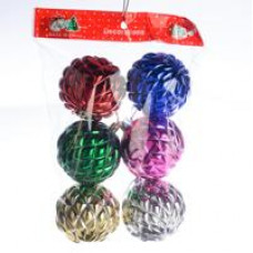 Новогоднее украшение, елочное шары 8см, цветные уп6шт, 3L8651