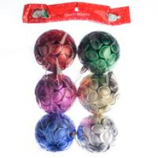Новогоднее украшение, елочное шары 8см, цветные уп6шт, 3L8607