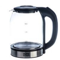 Чайник электрический, 1500Вт, 1.8л, диск, стекло, HOMESTAR HS-1042 черный (105222)