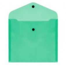 Папка-конверт на кнопке СТАММ А5+, 150мкм, пластик, прозрачная, зеленая